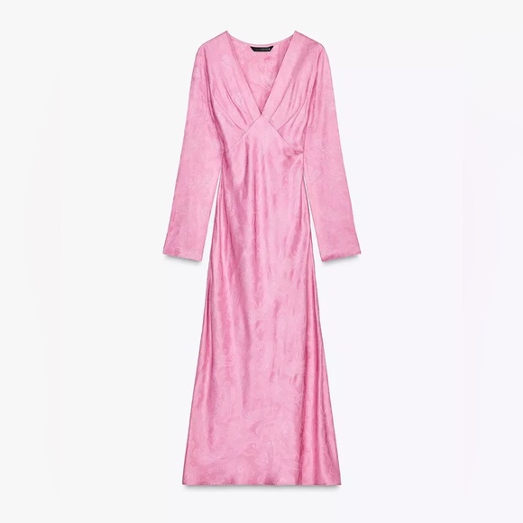 Zara maxi midi dress kimono Long Sleeve flowy bottom bohemian pink summer - Picture 11 of 12